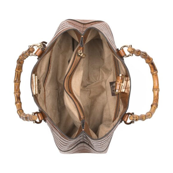 PRATESI Made In Italy Leather Triple Compartment Satchel - Picture 2 of 3